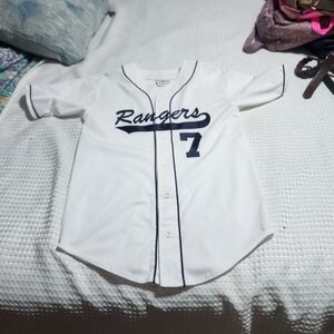 TEAMWORK TEXAS RANGERS EUC MENS SZ M (38-40) BUTTONED UP TEAM JERSEY SHIRT